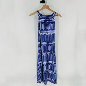 Jude Connally Blue & White Geometric Print Sleeveless Dress Size Small Resort